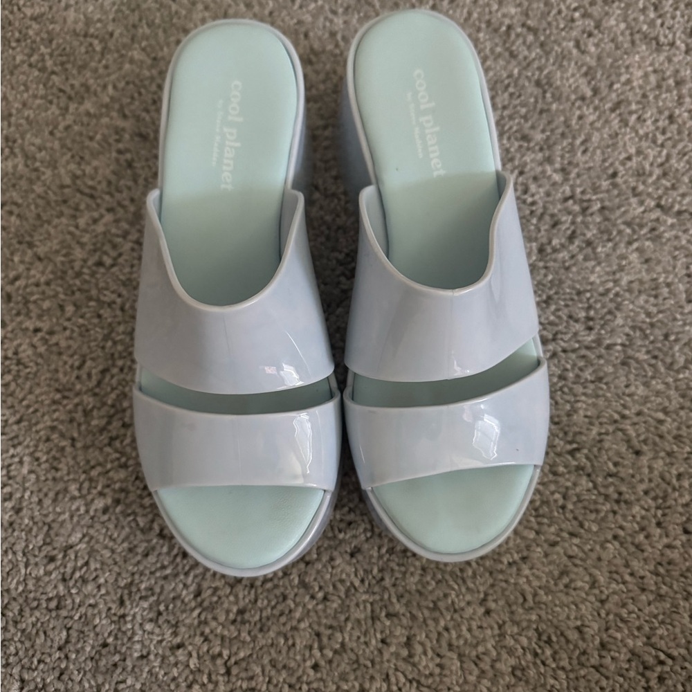 Steve Madden Cool Planet Blue Platform Wedge Sandals